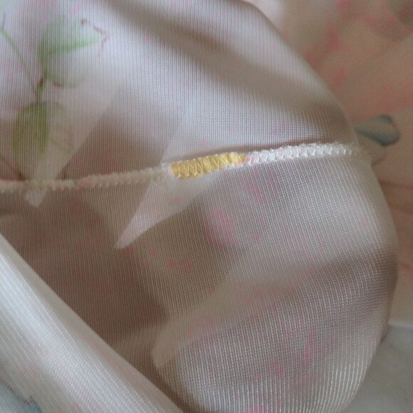 Vintage Nightgown L Semi Sheer Button Collar Pink Blue Floral Granny Grannycore - Picture 6 of 16